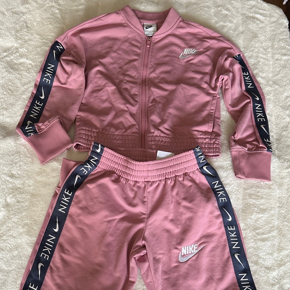 Nike Pink and Navy Tracksuit Size Small